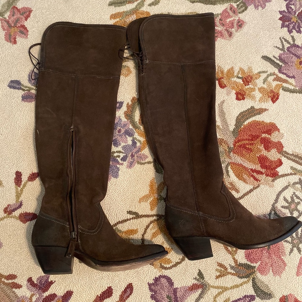 FRYE Over-the-knee Brown Suede Leather Boots